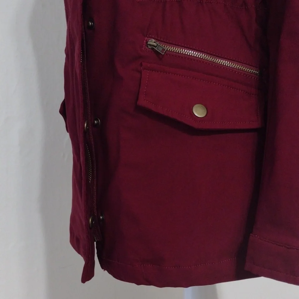 Eden Society Burgundy Full Front Zip Utility Jacket Size S - Picture 3 of 12